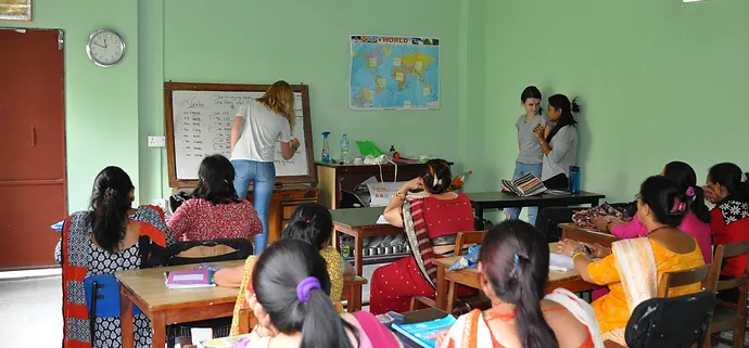 Teaching volunteering program to women at the women center in Nepal